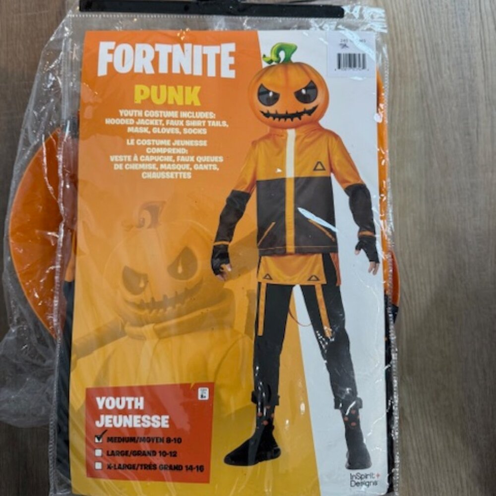 NEW Fortnite Punk Halloween Kid's Dress Up Costume Sz. Med 8-10